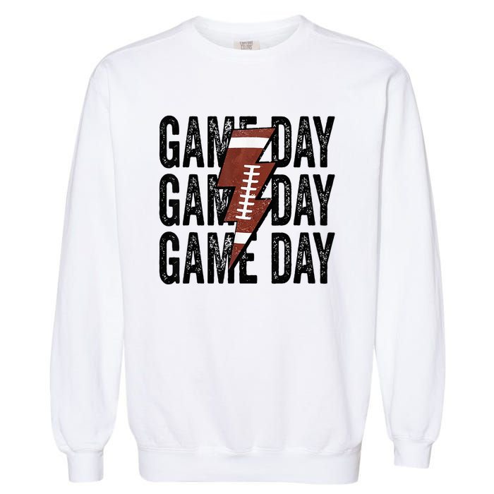 Vintage Game Day Football Lightning Bolt Funny Team Sport Garment-Dyed Sweatshirt