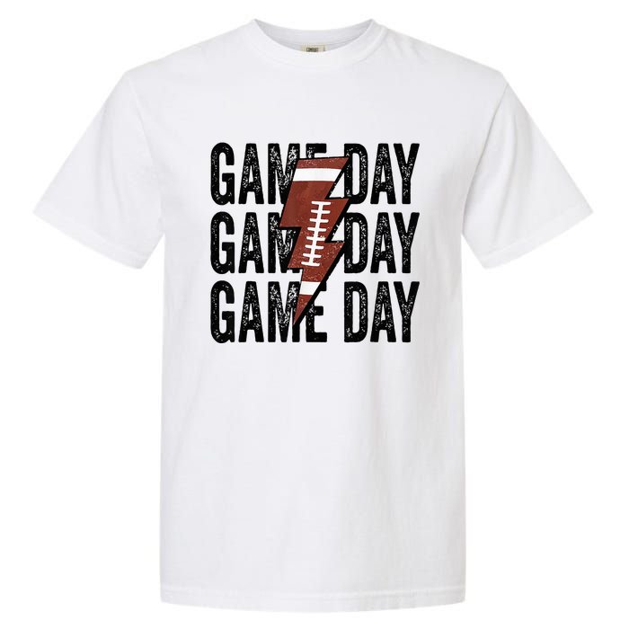 Vintage Game Day Football Lightning Bolt Funny Team Sport Garment-Dyed Heavyweight T-Shirt