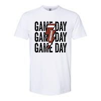 Vintage Game Day Football Lightning Bolt Funny Team Sport Softstyle CVC T-Shirt