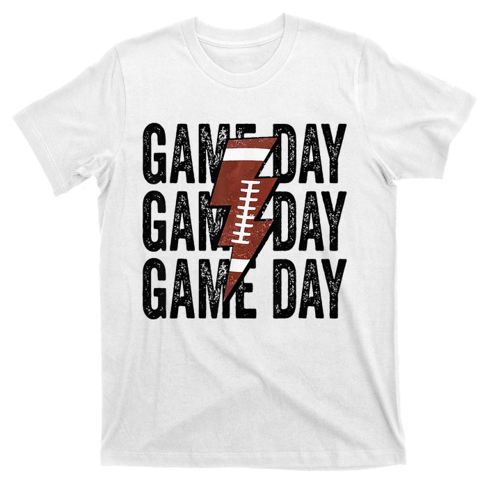 Vintage Game Day Football Lightning Bolt Funny Team Sport T-Shirt