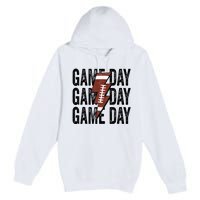 Vintage Game Day Football Lightning Bolt Funny Team Sport Premium Pullover Hoodie