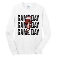 Vintage Game Day Football Lightning Bolt Funny Team Sport Tall Long Sleeve T-Shirt