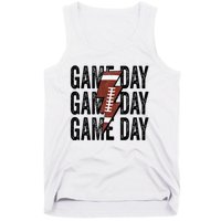 Vintage Game Day Football Lightning Bolt Funny Team Sport Tank Top