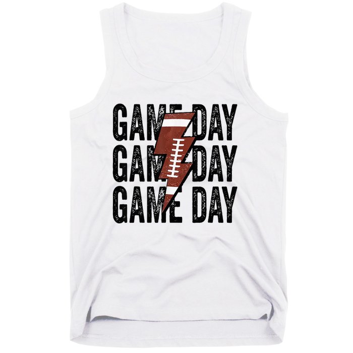 Vintage Game Day Football Lightning Bolt Funny Team Sport Tank Top