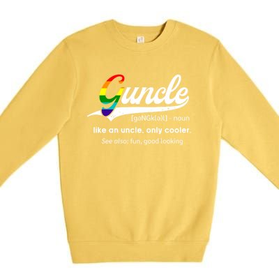 Vintage Guncle Definition Rainbow Flag Lgbtq Pride Uncle Funny Gift Premium Crewneck Sweatshirt