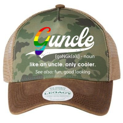 Vintage Guncle Definition Rainbow Flag Lgbtq Pride Uncle Funny Gift Legacy Tie Dye Trucker Hat