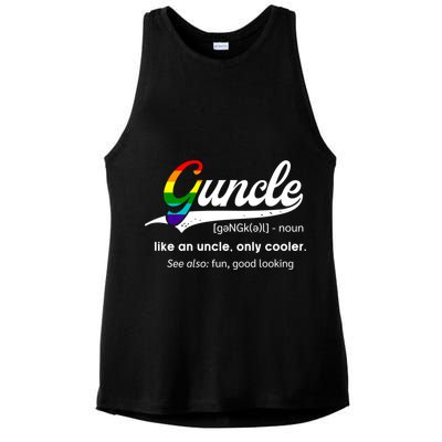 Vintage Guncle Definition Rainbow Flag Lgbtq Pride Uncle Funny Gift Ladies PosiCharge Tri-Blend Wicking Tank