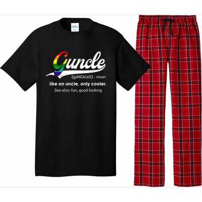 Vintage Guncle Definition Rainbow Flag Lgbtq Pride Uncle Funny Gift Pajama Set