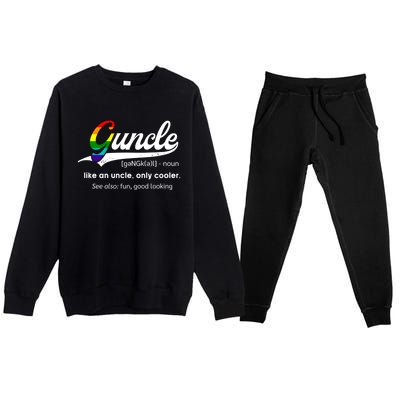 Vintage Guncle Definition Rainbow Flag Lgbtq Pride Uncle Funny Gift Premium Crewneck Sweatsuit Set