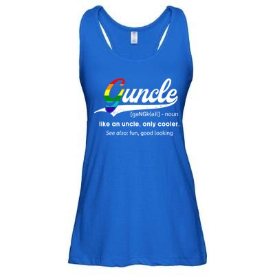 Vintage Guncle Definition Rainbow Flag Lgbtq Pride Uncle Funny Gift Ladies Essential Flowy Tank
