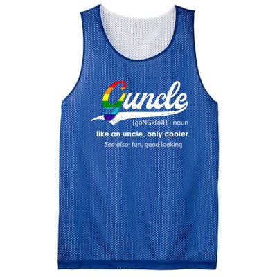 Vintage Guncle Definition Rainbow Flag Lgbtq Pride Uncle Funny Gift Mesh Reversible Basketball Jersey Tank