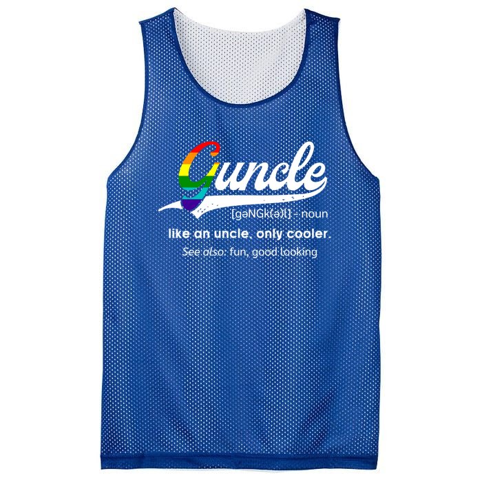 Vintage Guncle Definition Rainbow Flag Lgbtq Pride Uncle Funny Gift Mesh Reversible Basketball Jersey Tank