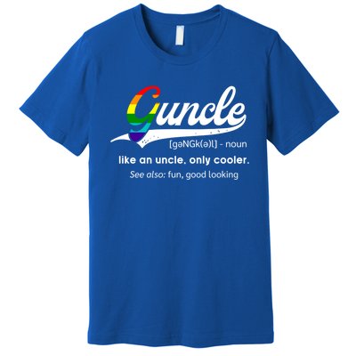 Vintage Guncle Definition Rainbow Flag Lgbtq Pride Uncle Funny Gift Premium T-Shirt