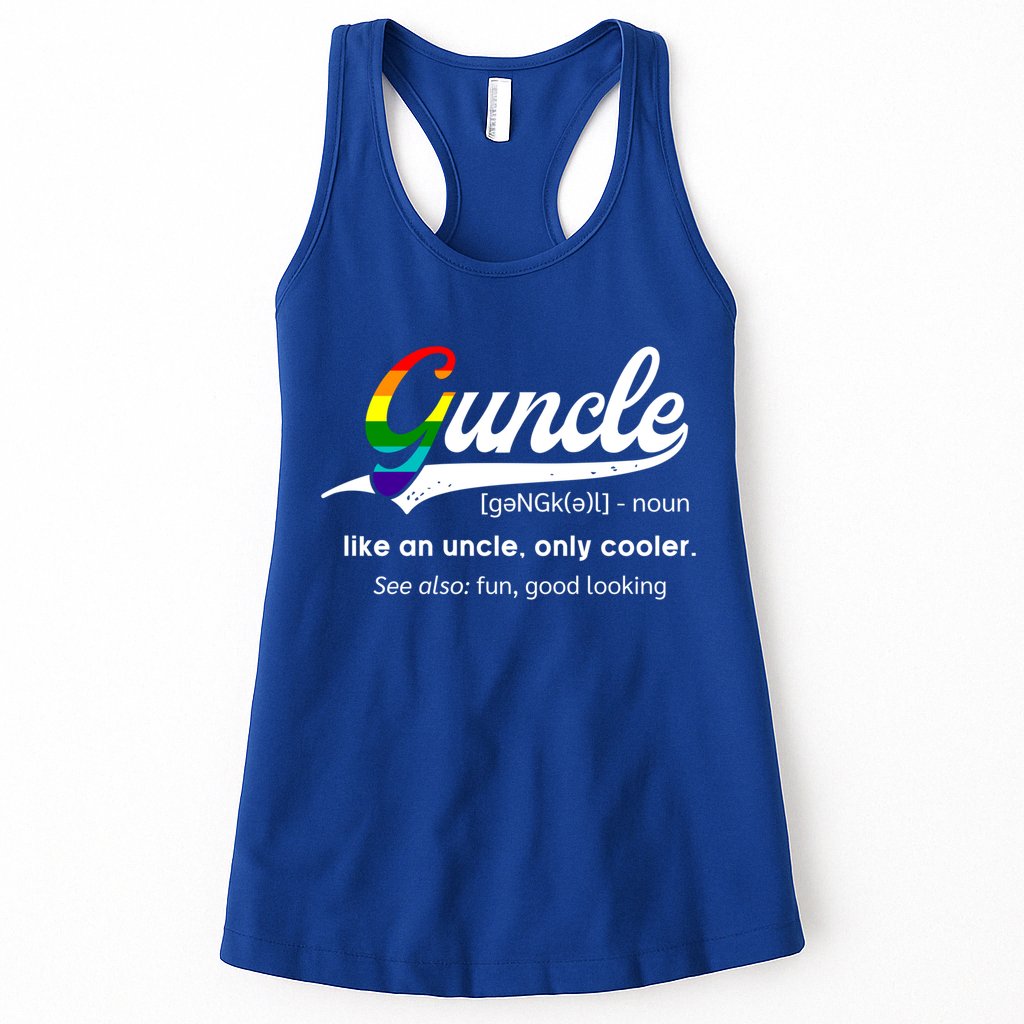 Vintage Guncle Definition Rainbow Flag Lgbtq Pride Uncle Funny Gift Womens Tank Top