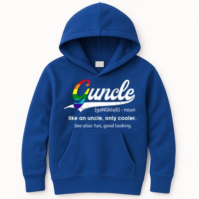 Vintage Guncle Definition Rainbow Flag Lgbtq Pride Uncle Funny Gift Kids Hoodie