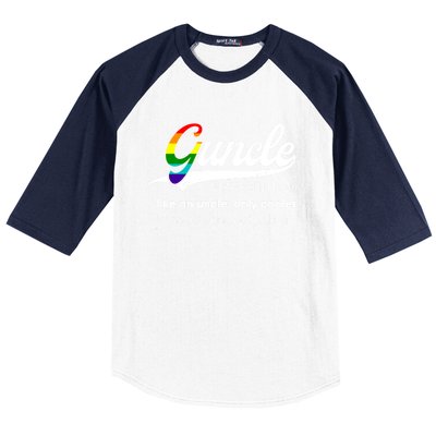 Vintage Guncle Definition Rainbow Flag Lgbtq Pride Uncle Funny Gift Baseball Sleeve Shirt