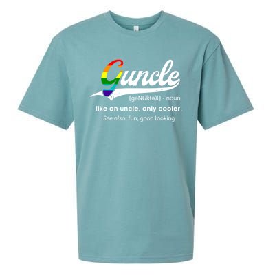 Vintage Guncle Definition Rainbow Flag Lgbtq Pride Uncle Funny Gift Sueded Cloud Jersey T-Shirt