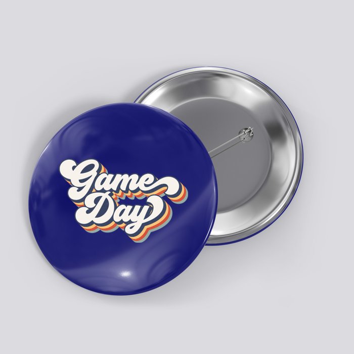 Vintage Game Day Vibes Retro Football Volleyball Soccer Gift Button