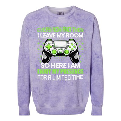 Video Games Every Now And Then I Leave My Room Colorblast Crewneck Sweatshirt