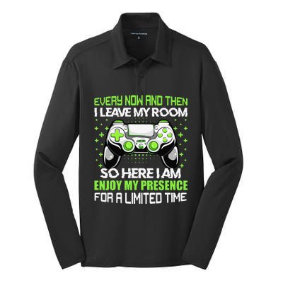 Video Games Every Now And Then I Leave My Room Silk Touch Performance Long Sleeve Polo