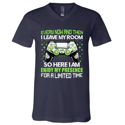 Video Games Every Now And Then I Leave My Room V-Neck T-Shirt