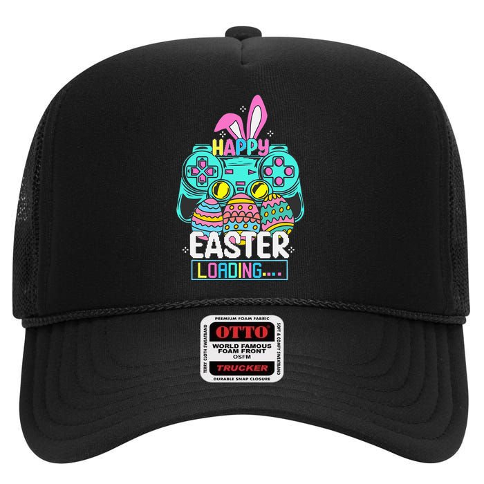 Video Game Easter Bunny Gaming Controller Gamer High Crown Mesh Back Trucker Hat