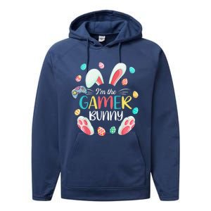 Video Game Easter Bunny Eggs Gamer Easter Gaming Performance Fleece Hoodie