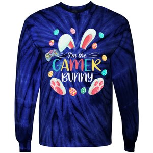 Video Game Easter Bunny Eggs Gamer Easter Gaming Tie-Dye Long Sleeve Shirt