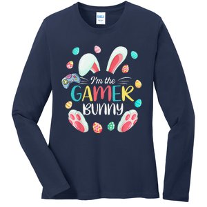 Video Game Easter Bunny Eggs Gamer Easter Gaming Ladies Long Sleeve Shirt