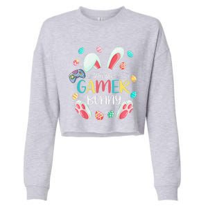 Video Game Easter Bunny Eggs Gamer Easter Gaming Cropped Pullover Crew