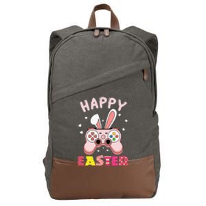 Video Game Easter Bunny Gaming Controller Gamer Cotton Canvas Backpack