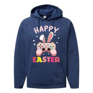 Video Game Easter Bunny Gaming Controller Gamer Performance Fleece Hoodie