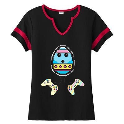 Video Game Egg Controllers Easter Funny Egg Hunting Gifts Ladies Halftime Notch Neck Tee