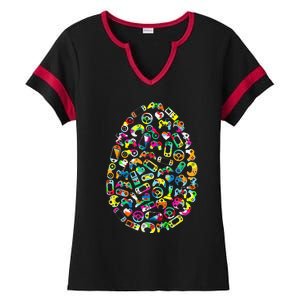 Video Game Easter Bunny Gaming Controller Gamer Ladies Halftime Notch Neck Tee