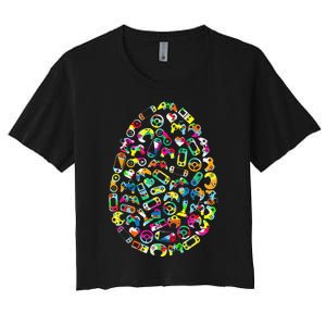 Video Game Easter Bunny Gaming Controller Gamer Women's Crop Top Tee