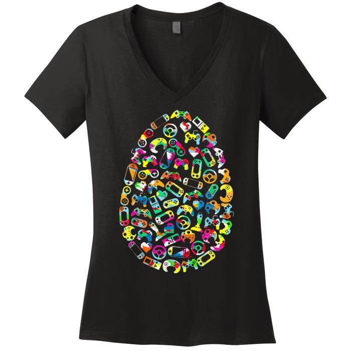 Video Game Easter Bunny Gaming Controller Gamer Women's V-Neck T-Shirt