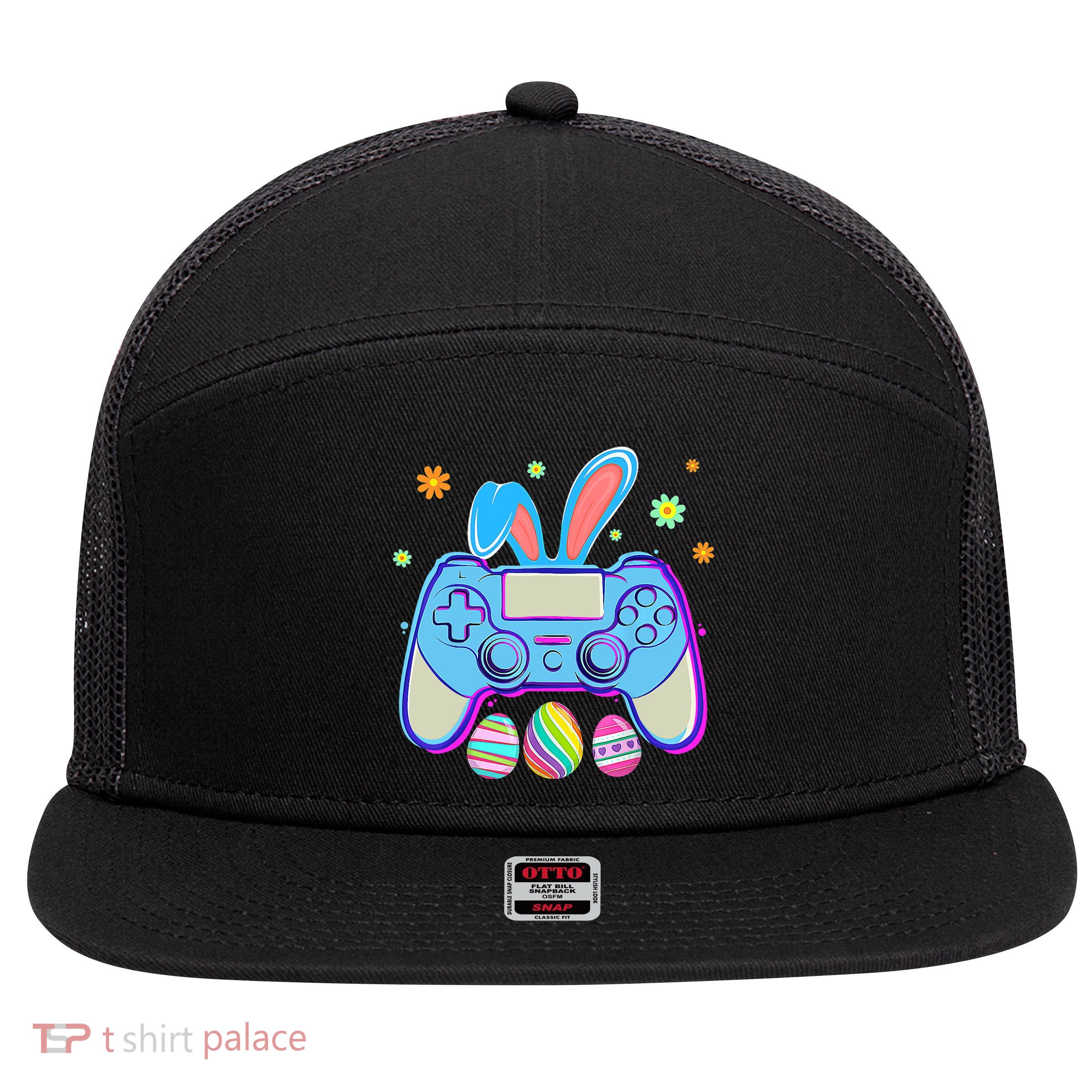 Video Game Easter Bunny Gaming Controller Gamer Boy Girl 7 Panel Mesh Trucker Snapback Hat