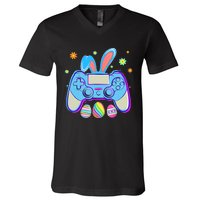 Video Game Easter Bunny Gaming Controller Gamer Boy Girl V-Neck T-Shirt