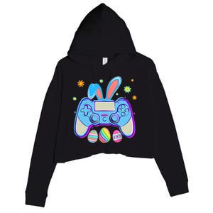 Video Game Easter Bunny Gaming Controller Gamer Boy Girl Crop Fleece Hoodie