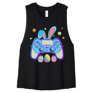 Video Game Easter Bunny Gaming Controller Gamer Boy Girl Women's Racerback Cropped Tank