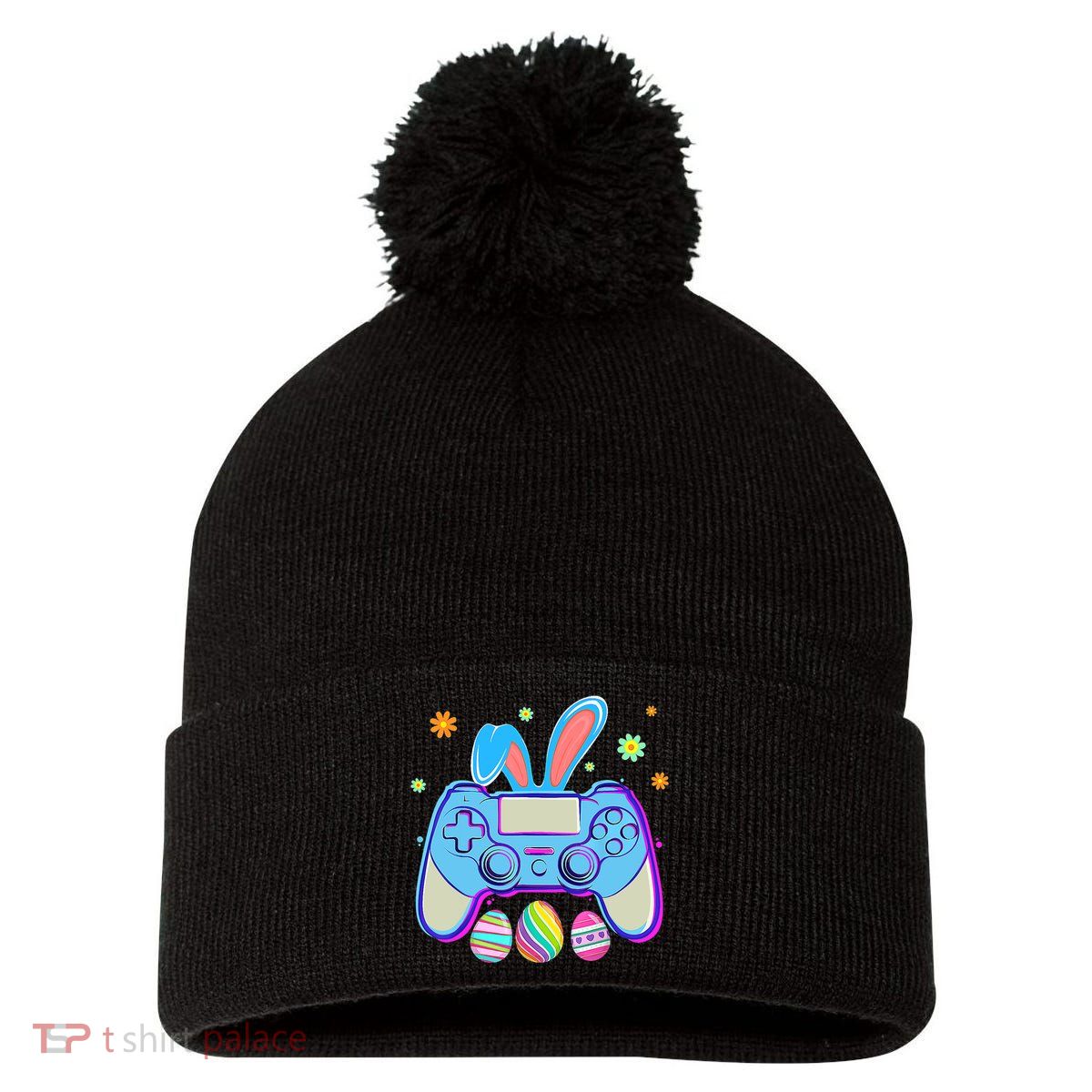 Video Game Easter Bunny Gaming Controller Gamer Boy Girl Pom Pom 12in Knit Beanie