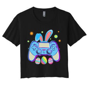 Video Game Easter Bunny Gaming Controller Gamer Boy Girl Women's Crop Top Tee