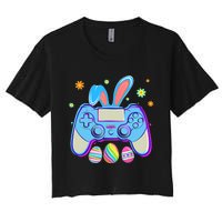 Video Game Easter Bunny Gaming Controller Gamer Boy Girl Women's Crop Top Tee