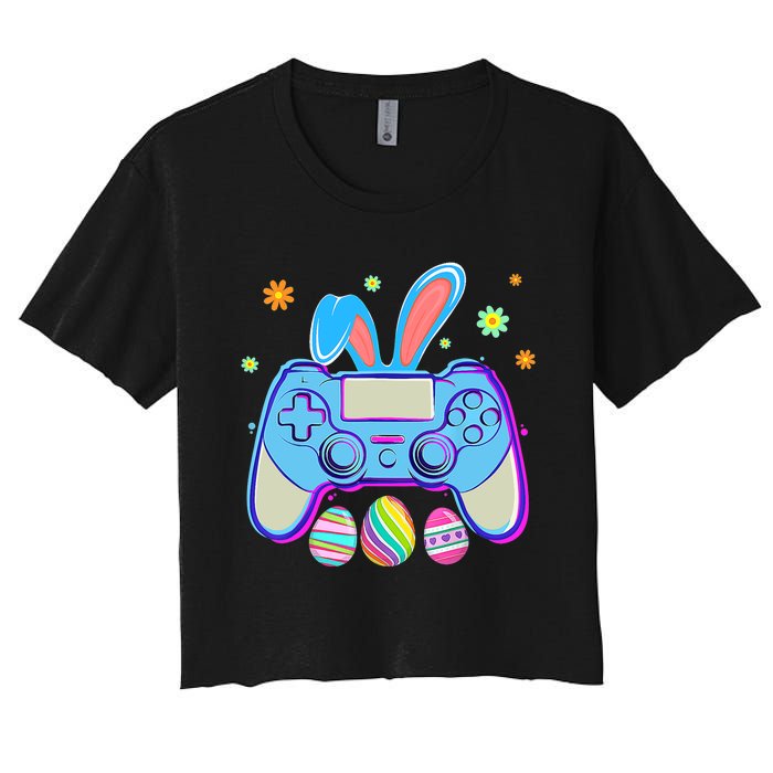 Video Game Easter Bunny Gaming Controller Gamer Boy Girl Women's Crop Top Tee