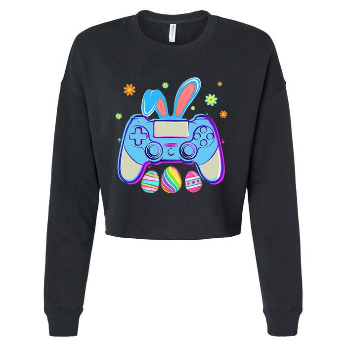 Video Game Easter Bunny Gaming Controller Gamer Boy Girl Cropped Pullover Crew