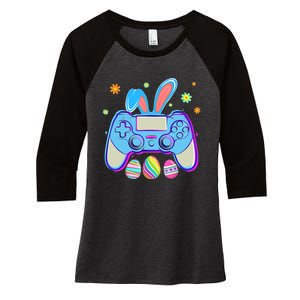 Video Game Easter Bunny Gaming Controller Gamer Boy Girl Women's Tri-Blend 3/4-Sleeve Raglan Shirt