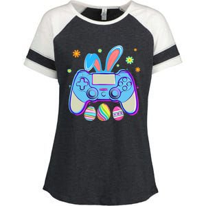 Video Game Easter Bunny Gaming Controller Gamer Boy Girl Enza Ladies Jersey Colorblock Tee