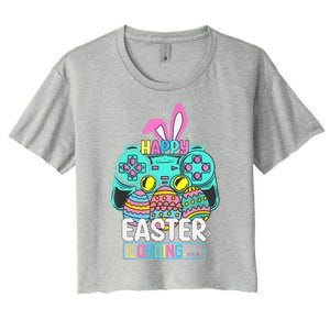 Video Game Easter Bunny Gaming Controller Gamer Women's Crop Top Tee