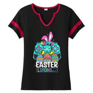 Video Game Easter Bunny Gaming Controller Gamer Ladies Halftime Notch Neck Tee