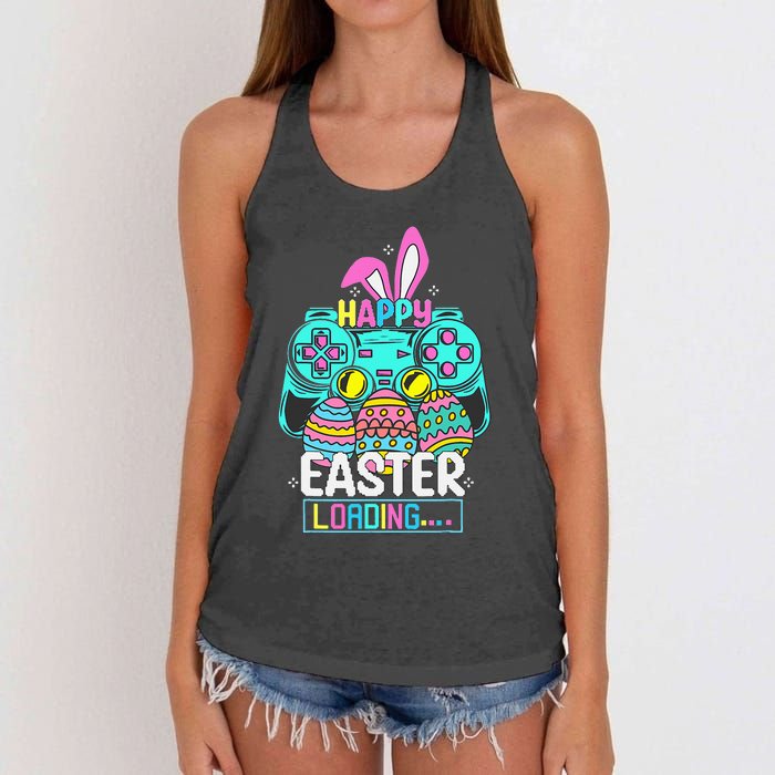 Video Game Easter Bunny Gaming Controller Gamer Women's Knotted Racerback Tank